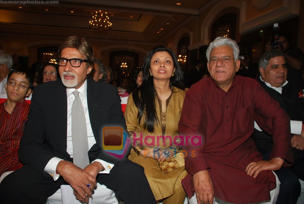 Amitabh Bachchan Om Puri at the launch of Om Puri's biography titled Unlikely Hero in ITC Grand Central, Mumbai on 23rd Nov 2009 