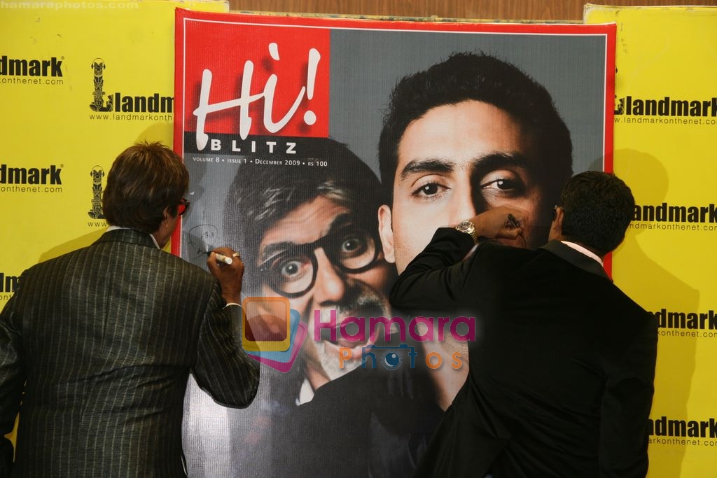 Amitabh Bachchan, Abhishek Bachchan unveil Hi Blitz magazine in Mumbai on 7th Dec 2009 