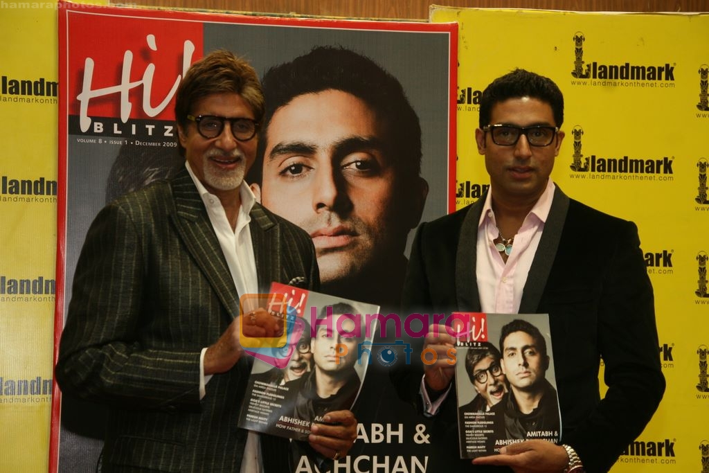 Amitabh Bachchan, Abhishek Bachchan unveil Hi Blitz magazine in Mumbai on 7th Dec 2009 