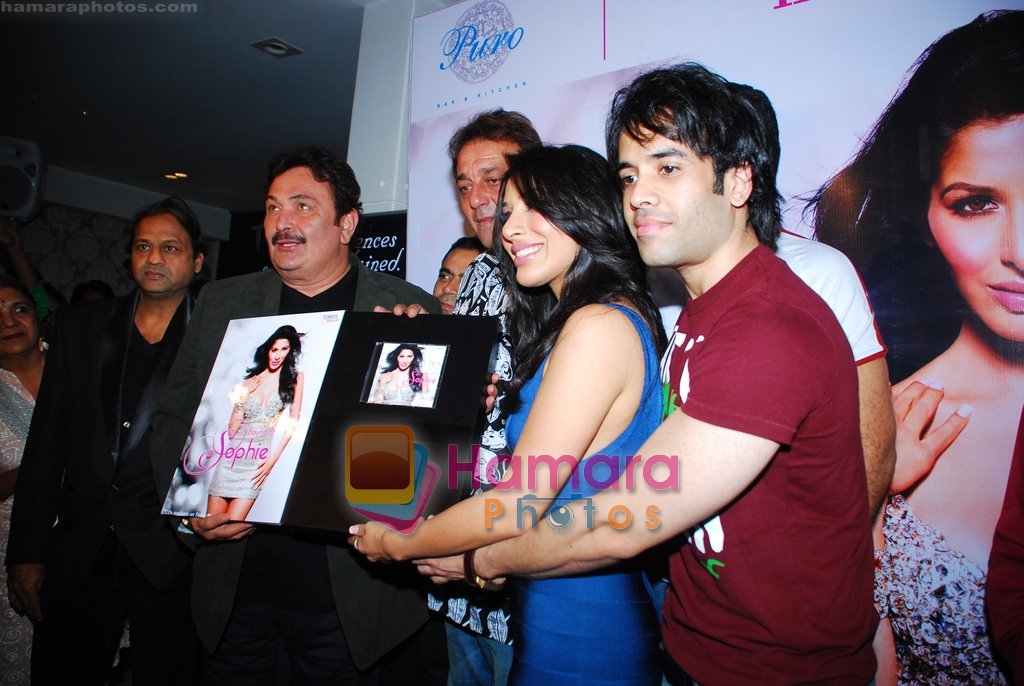 Rishi Kapoor, Sanjay Dutt, Sophie Chaudhary, Tusshar Kapoor at the launch of Sophie Chaudhary's music album in Puro, Bandra, Mumbai on 17th Dec 2009 