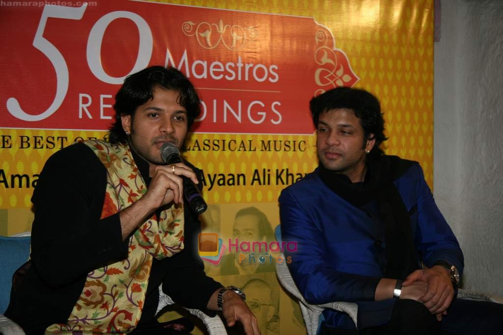 Ayaan and Amaan Ali Khan at Ayaan and Aman Ali Khan's book 50 Maestros Recordings launch in Olive on 8th Jan 2010 