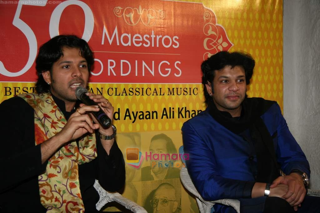 Ayaan and Amaan Ali Khan at Ayaan and Aman Ali Khan's book 50 Maestros Recordings launch in Olive on 8th Jan 2010 
