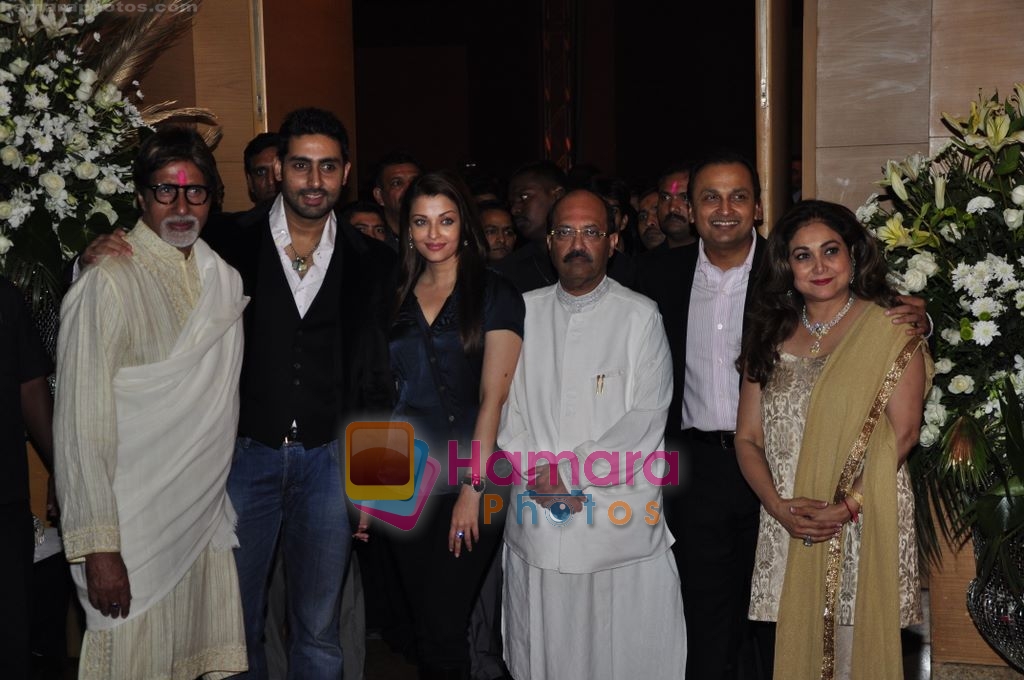 Amitabh Bachchan, Abhishek Bachchan, Aishwarya Rai, Amar Singh, Anil Ambani, Tina Ambani at Anil Ambani's Big Pictures Success Bash in Grand Hyatt, Mumbai on 28th Feb 2010 