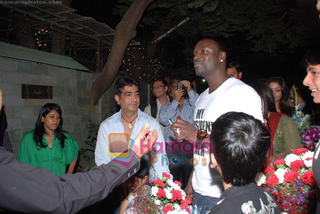 Akon records with Aadesh Shrivastava in Juhu, Mumbai on 10th March 2010 