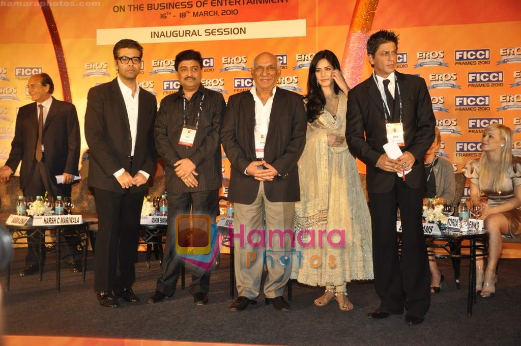 Shahrukh Khan, Karan Johar, Yash Chopra, Katrina Kaif at FICCI Frames inauguration in Rennaisance Hotel, Powai on 15th March 2010 