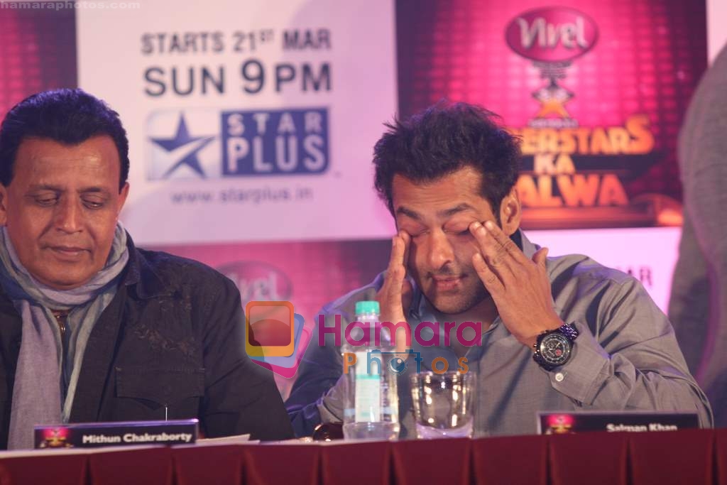 Salman Khan,Mithun Chakraborty at the Launch of STAR CINTAA Superstars Ka Jalwa in Mumbai on 15th March 2010 
