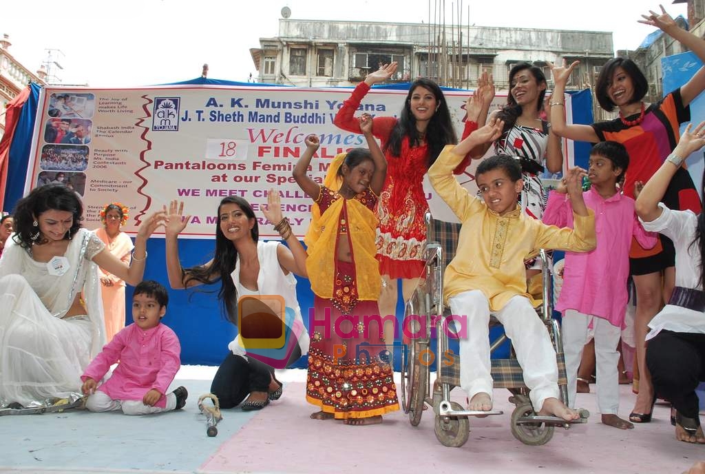 Femina Miss India Contestants A K Munshi Yojana's school for mentally challenged children in C P Tank, Mumbai on 7th April 2010 