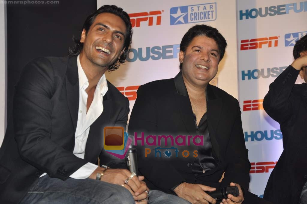 Arjun Rampal, Sajid Khan at Housefull-ICC T20 World Cup media meet Taj Lands End, Bandra, Mumbai on 14th April 2010 