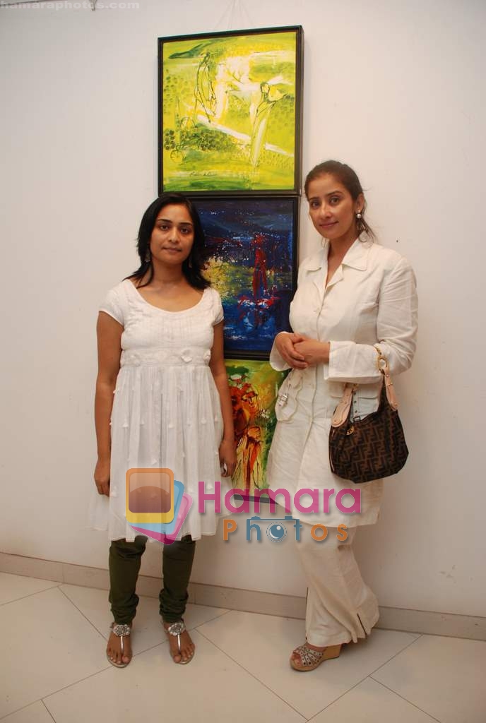 Manisha koirala with artist Rekha K Rana at the Rekha K Rana's exhibition in MUmbai on 23rd April 2010