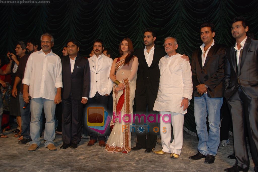 Aishwarya Rai Bachchan, Abhishek Bachchan, Gulzar, A R Rahman at Raavan music launch in Yashraj Studios on 24th April 2010 