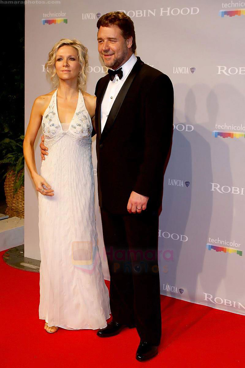 Danielle Spencer, Russell Crowe arrive at the ROBIN HOOD After Party at the Hotel Majestic during the 63rd Annual Cannes International Film Festival on May 12, 2010 in Cannes, France 