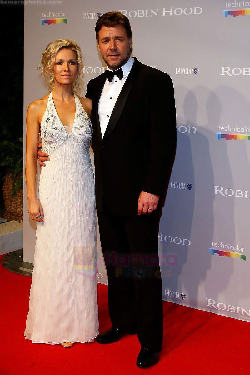 Danielle Spencer, Russell Crowe arrive at the ROBIN HOOD After Party at the Hotel Majestic during the 63rd Annual Cannes International Film Festival on May 12, 2010 in Cannes, France 