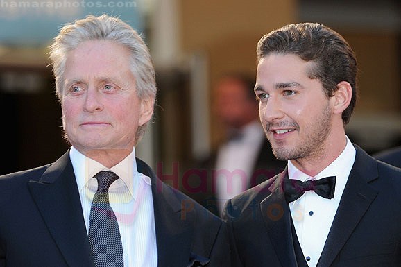 Michael Douglas, Shia LaBeouf attend the Premiere of WALL STREET MONEY NEVER SLEEPS at the Palais des Festivals during the 63rd Annual International Cannes Film Festival on May 14, 2010 in Cannes, Franc