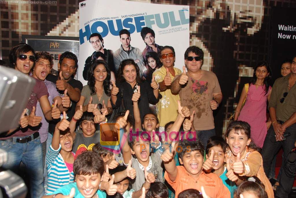 Farah Khan, Sajid Khan, Chunky Pandey at the special screening of Housefull for kids in PVR, Juhu on 17th May 2010 