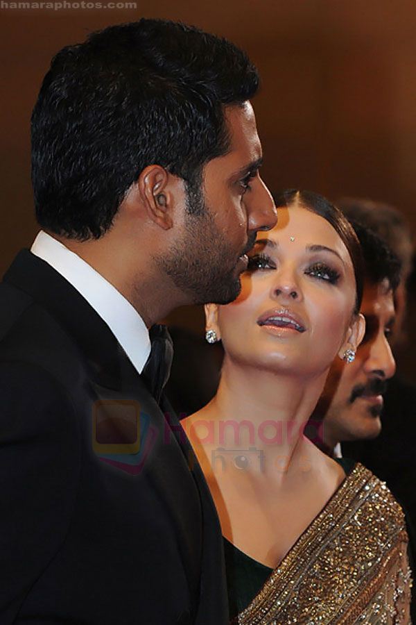 Abhishek, Aishwarya Rai Bachchan attend the premiere of OUTRAGE at the Palais des Festivals during the 63rd Annual International Cannes Film Festival on May 17, 2010 in Cannes, France 