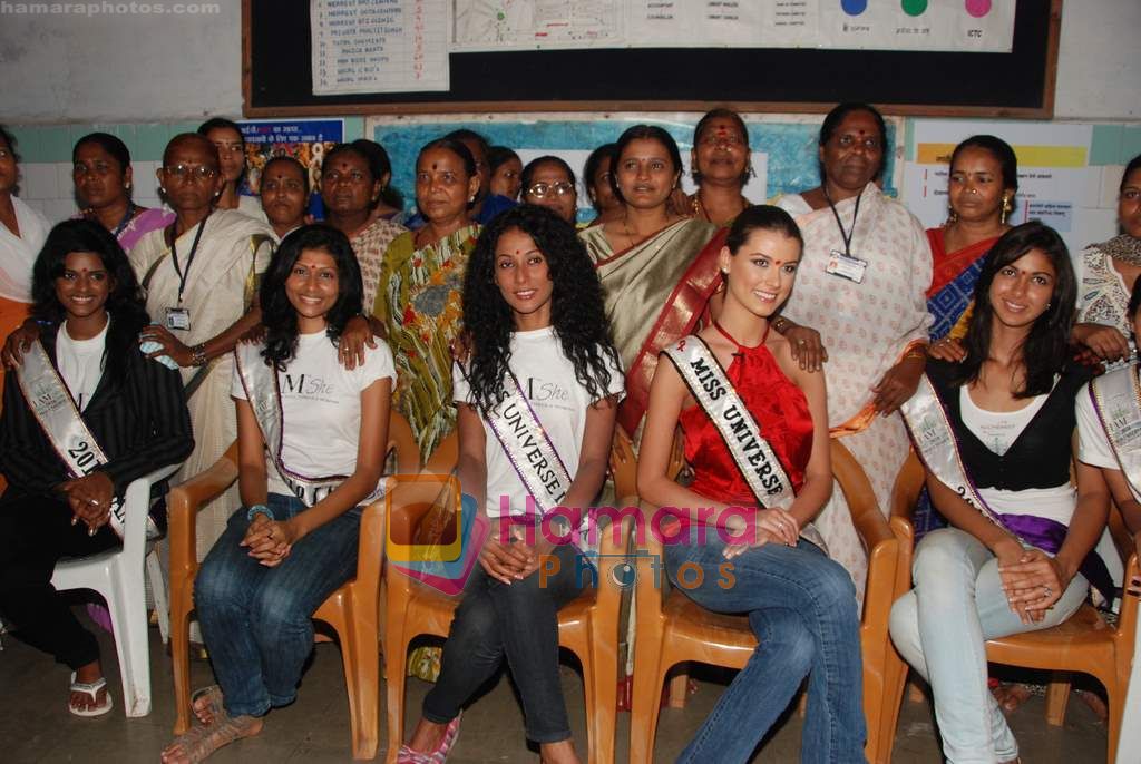Miss Universe 2009 Stefania Fernandez during a visit to Kamathipura, Mumbai on Sunday,30 May 2010 