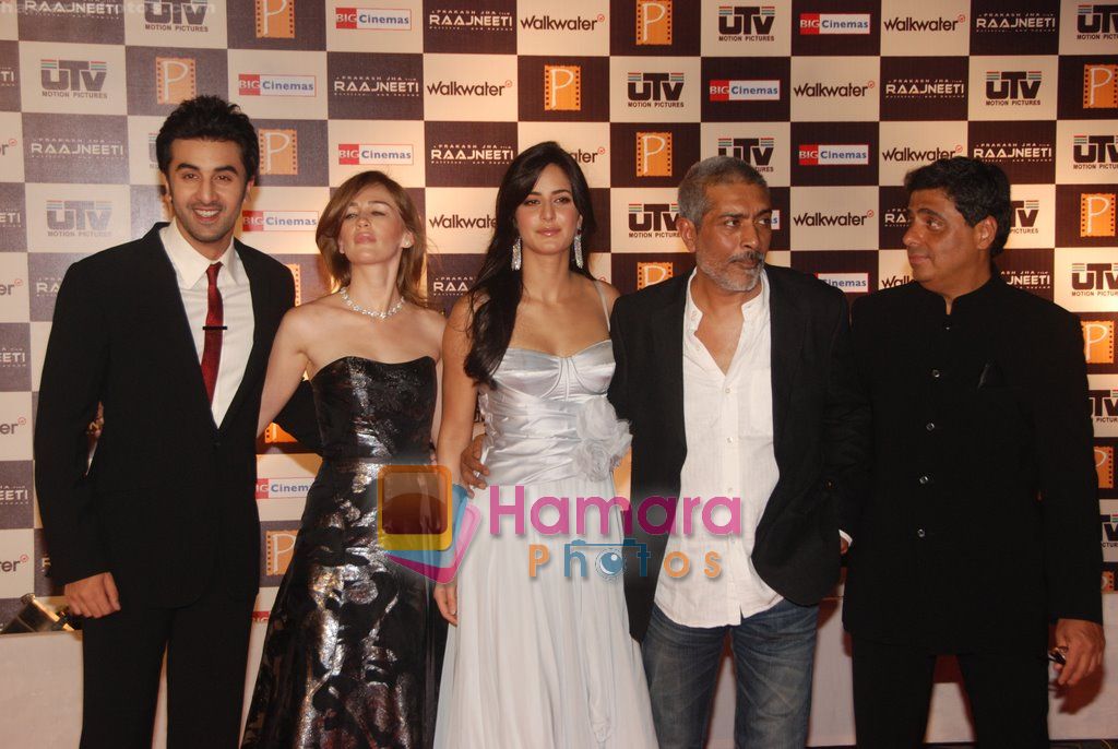 Katrina Kaif, Ranbir Kapoor, Prakash Jha at Raajneeti Premiere in Big Cinemas, Wadala, Mumbai on 3rd June 2010 