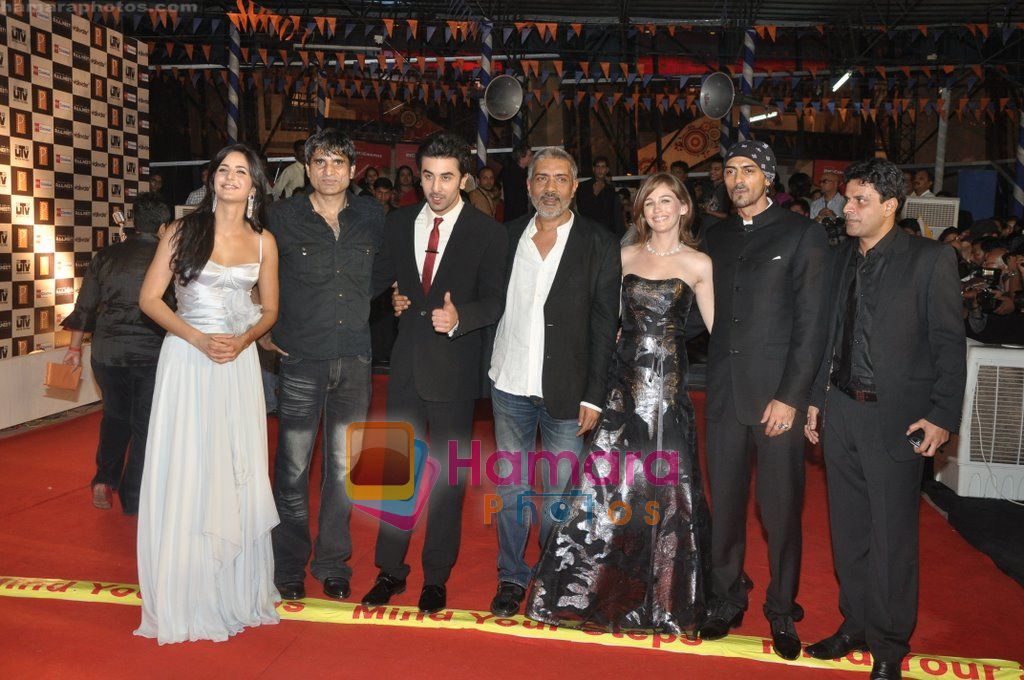 Katrina Kaif, Ranbir Kapoor, Prakash Jha, Arjun Rampal at Raajneeti Premiere in Big Cinemas, Wadala, Mumbai on 3rd June 2010 