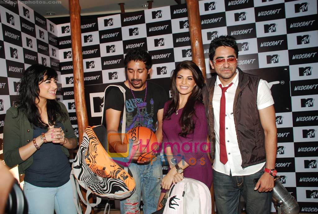 Bani, Rannvijay Singh, Jacqueline Fernandez, Ayushmann Khurrana at the launch of MTV Wildcraft - range of bags and adventure gear in Bandra on 21st July 2010 