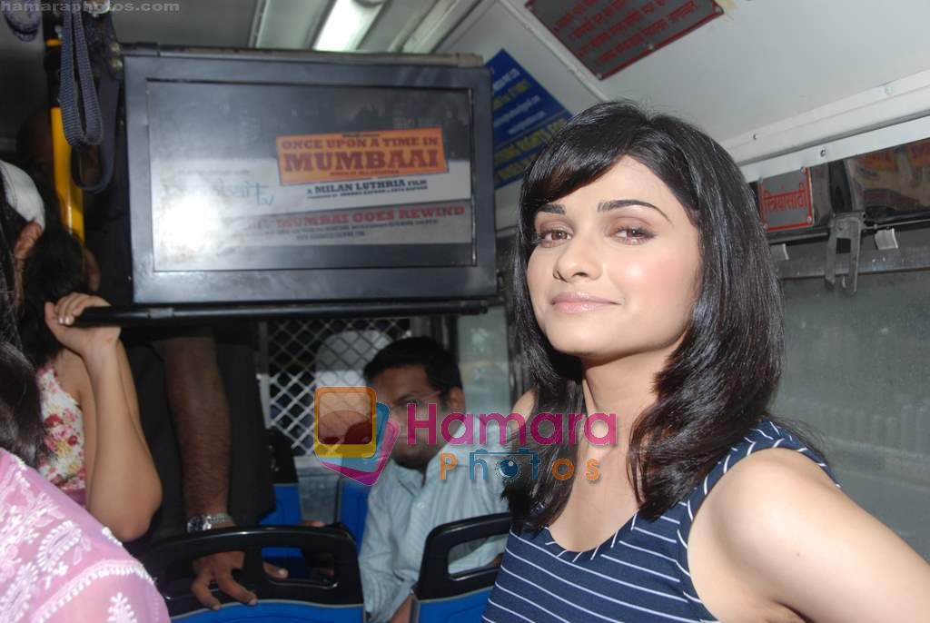 Prachi Desai travel by bus to promote Once upon a time in Mumbai in Curchgate, Mumbai on 29th July 2010 