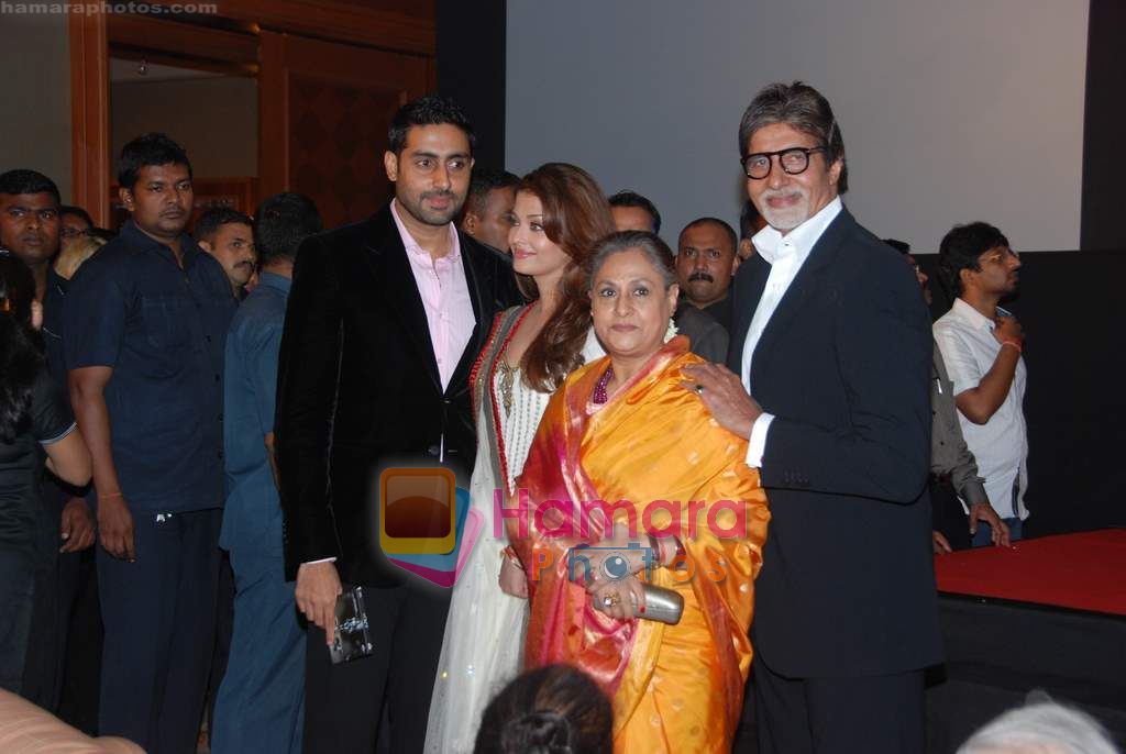 Aishwarya Rai Bachchan, Abhishek Bachchan, Amitabh Bachchan, Jaya Bachchan at Robot music launch in J W Marriott on 14th Aug 2010 