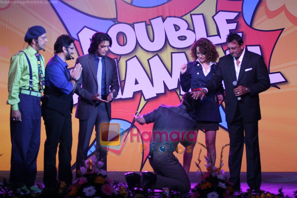 Sanjay Dutt, Kangana Ranaut, Aashish Chaudhary, Ritesh Deshmukh, Arshad Warsi, Javed Jaffery at Double dhamaal Launch in Mehboob Studio, Mumbai on 1st Sept 2010 