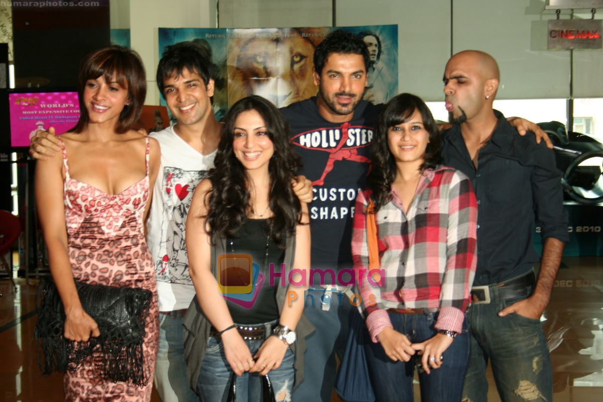 Manasi Scott, Raghu Ram, John Abraham, Pakhi promotes Jhootha Hi Sahi in Cinemax, Mumbai on 16th Sept 2010 