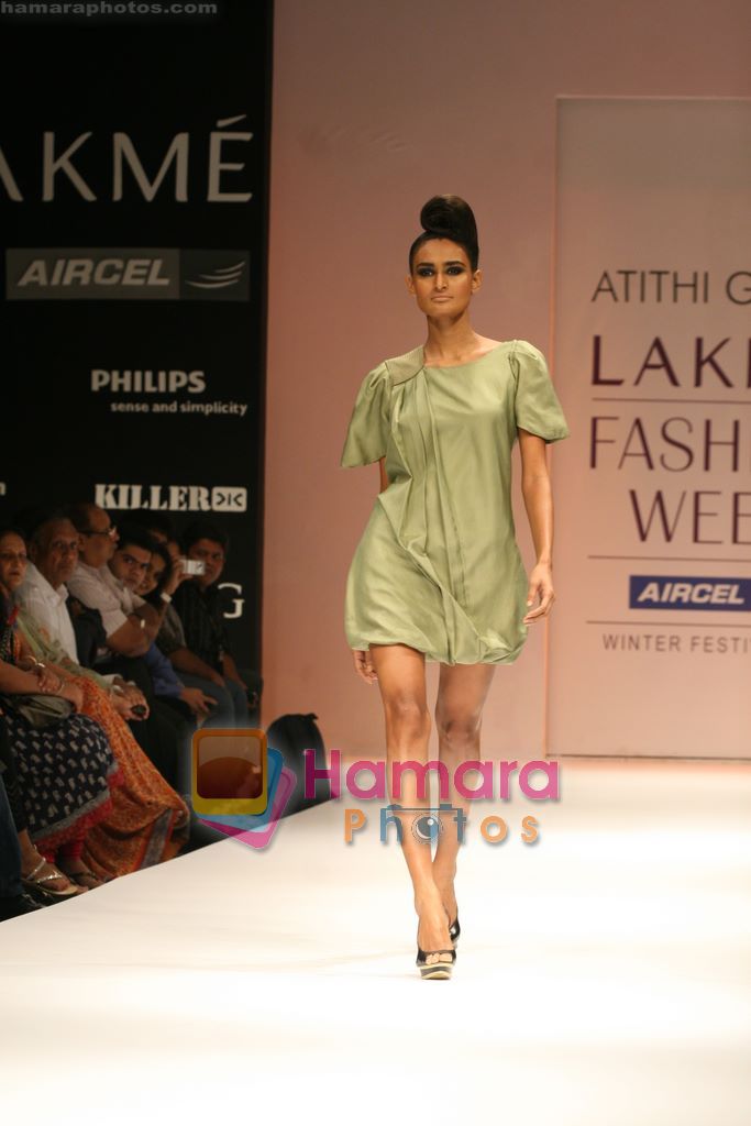 Model walks the ramp for Atithi Gupta Show at Lakme Winter fashion week day 5 on 21st Sept 2010