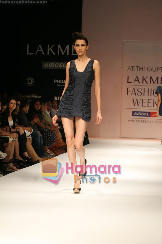 Model walks the ramp for Atithi Gupta Show at Lakme Winter fashion week day 5 on 21st Sept 2010 