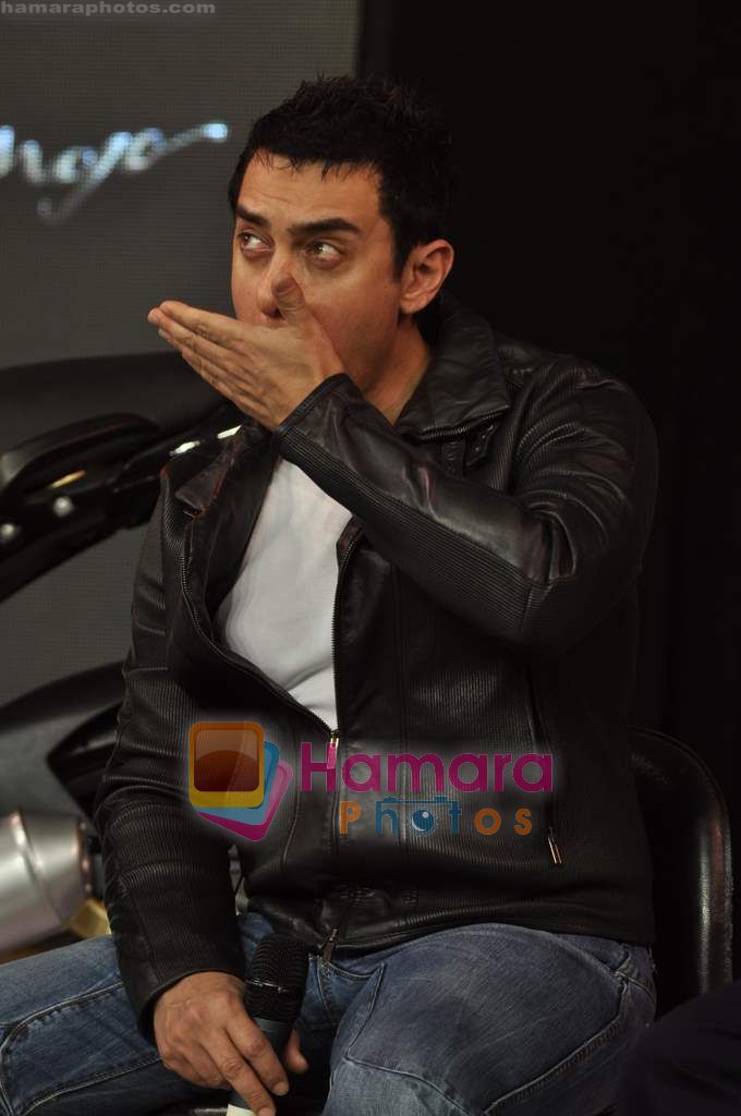 Aamir Khan at the launch of Mahindra's new bikes Mojo and Stallion in Trident on 30th Sept 2010 