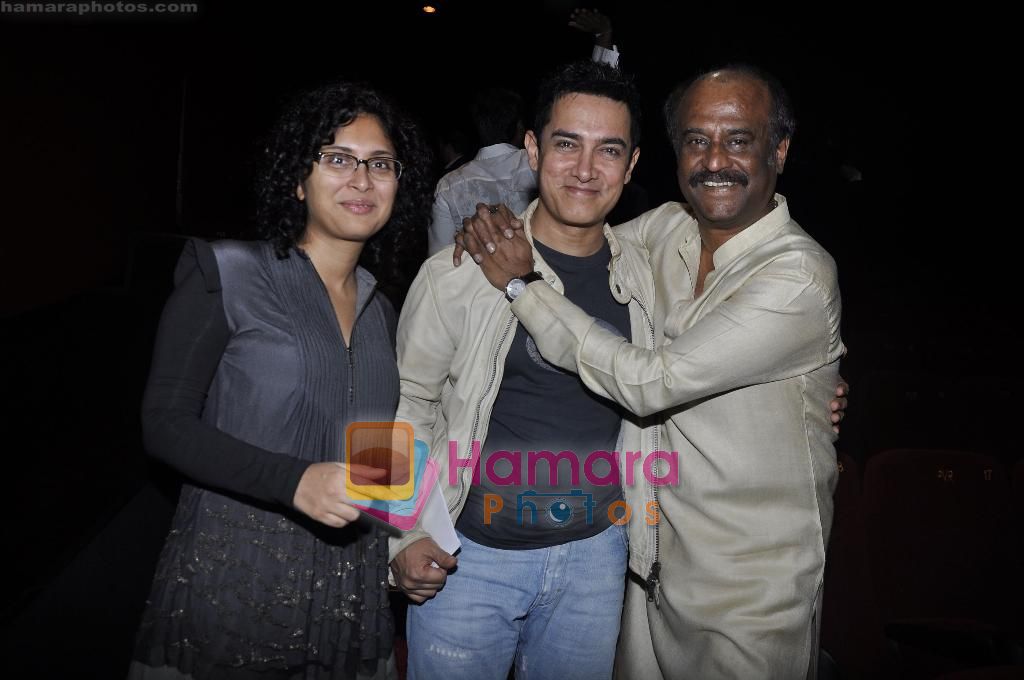 Aamir Khan, Rajnikant at Robot premiere hosted by Rajnikant in PVR, Juhu on 4th Sept 2010 