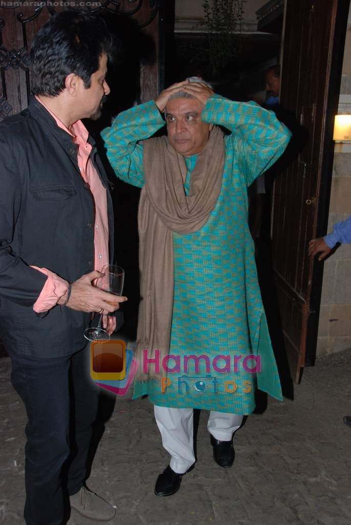 Javed Akhtar, Anil Kapoor at Anil Kapoor's bday bash in Juhu on 23rd Dec 2010 