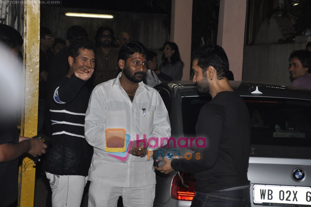 Aamir Khan, Sachin Tendulkar at Dhobi ghat Screening in Ketnav, Mumbai on 20th an 2011 