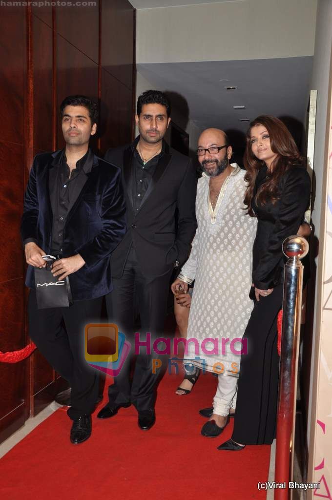 Karan Johar, Aishwarya Rai Bachchan, Abhishek bachchan at Mickey Contractor MAC bash in Four Seasons on 22nd Jan 2011 