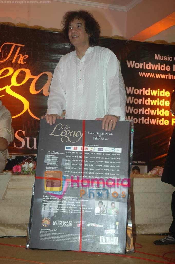 Zakir Hussain at the launch of Zakir Hussain Album The Legacy by Ustad Sultan Khan and his son Sabir Khan in Juhu on 21st Feb 2011 