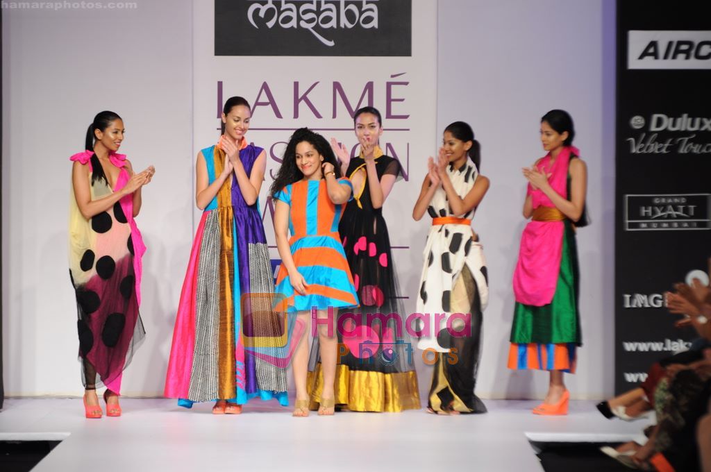 Model walk the ramp for Masaba show at Lakme Fashion Week 2011 Day 2 in Grand Hyatt, Mumbai on 12th March 2011 