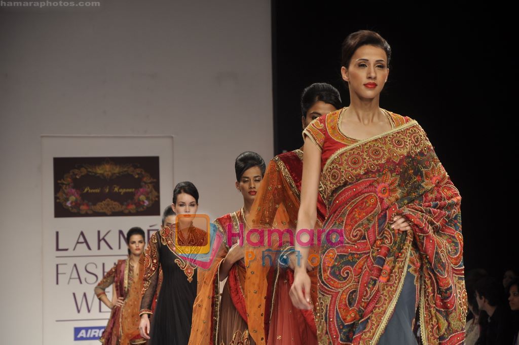 Model walk the ramp for Preeti Kapoor show at Lakme Fashion Week 2011 Day 1 in Grand Hyatt, Mumbai on 11th March 2011 