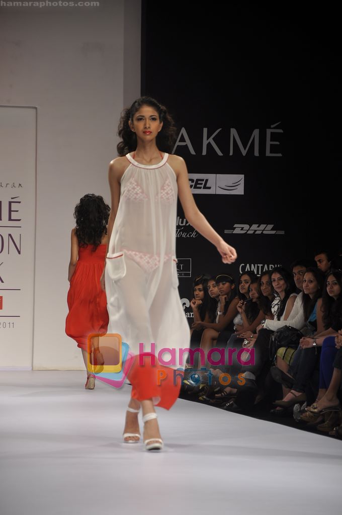 Model walk the ramp for Vivek Karunakaran show at Lakme Fashion Week 2011 Day 2 in Grand Hyatt, Mumbai on 12th March 2011 