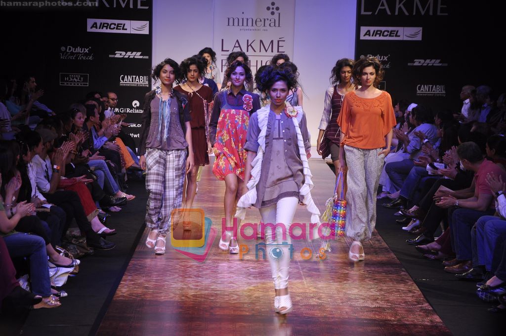 Model walk the ramp for Mineral by Priyadarshini rao show at Lakme Fashion Week 2011 Day 1 in Grand Hyatt, Mumbai on 11th March 2011 