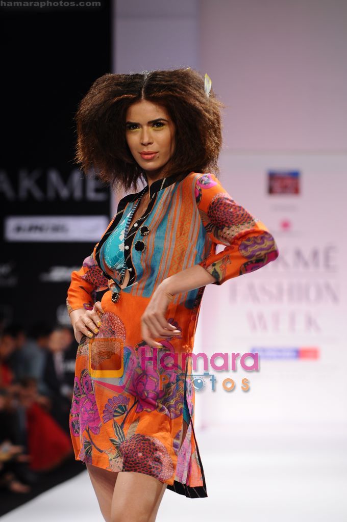 Model walk the ramp for Anupama Dayal show at Lakme Fashion Week 2011 Day 4 in Grand Hyatt, Mumbai on 14th March 2011 