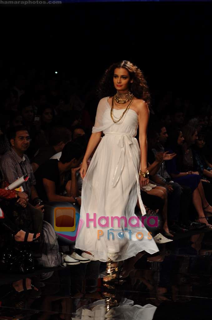 Dia Mirza walk the ramp for Rocky S Show at Lakme Fashion Week 2011 Day 4 in Grand Hyatt, Mumbai on 14th March 2011 