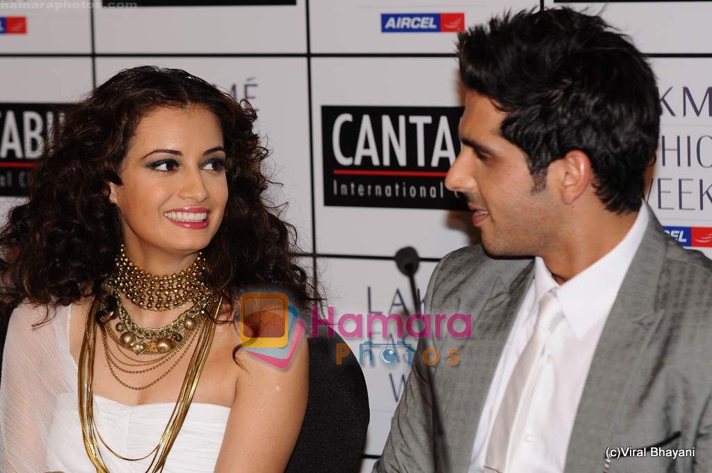 Dia Mirza, Zayed Khan on Day 4 of Lakme Fashion Week 2011 in Grand Hyatt, Mumbai on 14th March 2011 