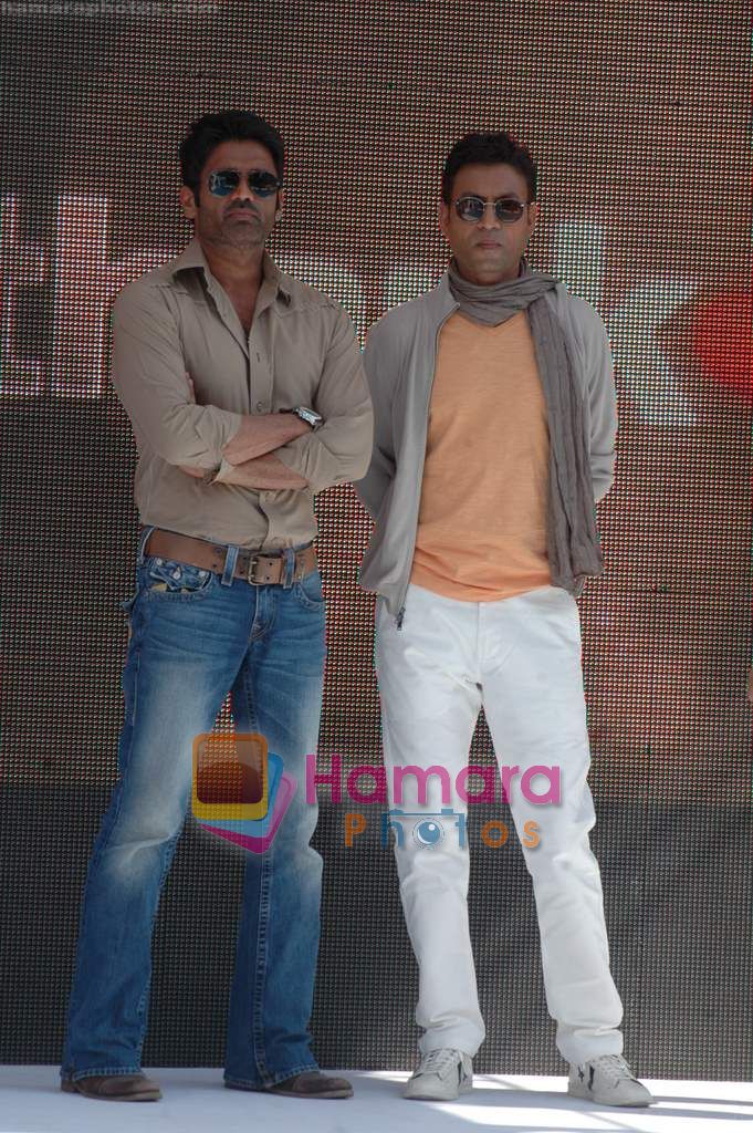 Irrfan Khan and Suniel Shetty promote Thank You in Madh Island, Mumbai on 22nd March 2011 