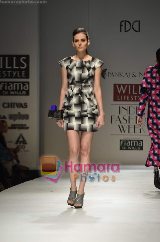 Model walks the ramp for Pankaj Nidhi show on Wills Lifestyle India Fashion Week 2011 - Day 1 in Delhi on 6th April 2011 