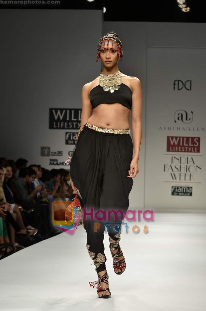 Model walks the ramp for Ashima Leena show on Wills Lifestyle India Fashion Week 2011 - Day 2 in Delhi on 7th April 2011 