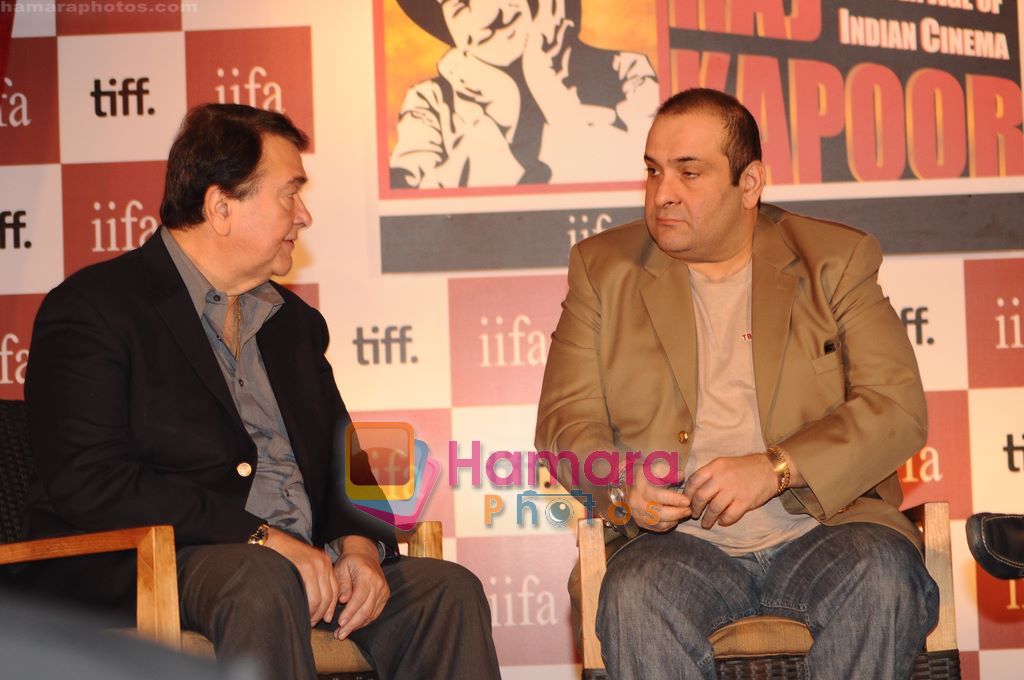 Randhir Kapoor, Rajiv Kapoor at IIFA-Raj Kapoor event in J W Marriott, Mumbai on 6th April 2011 