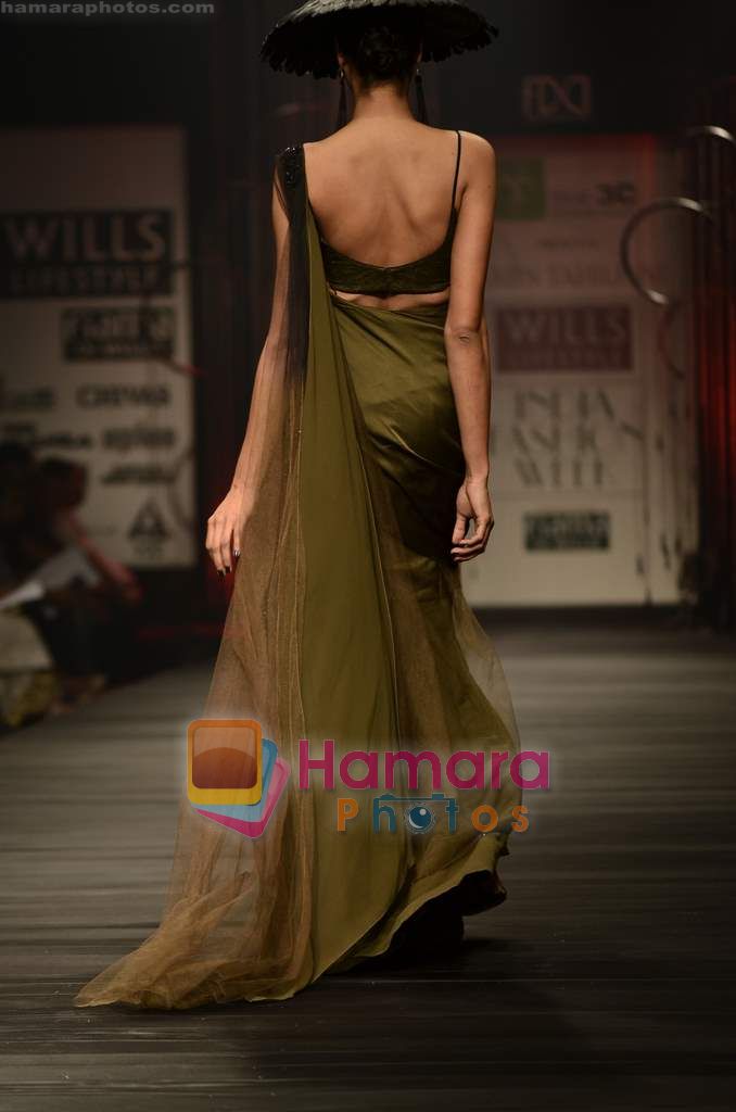 Model walks the ramp at Tarun Tahiliani's show on Wills Lifestyle India Fashion Week 2011 - Day 1 in Delhi on 6th April 2011 