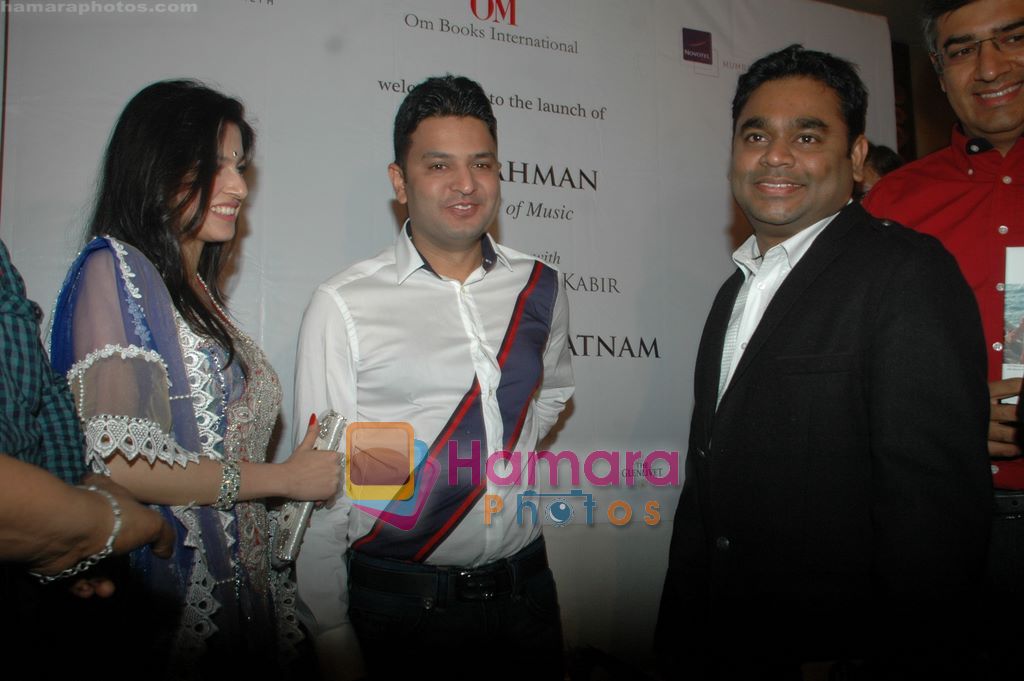 Divya Khosla Kumar, Bhushan Kumar, A R Rahman  at the launch of AR Rahman's The Spirit of Music in Novotel, Mumbai on 6th April 2011 