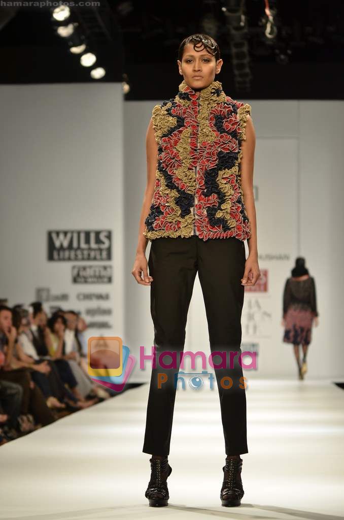 Model walks the ramp for Anand Bhushan show on Wills Lifestyle India Fashion Week 2011-Day 4 in Delhi on 9th April 2011 