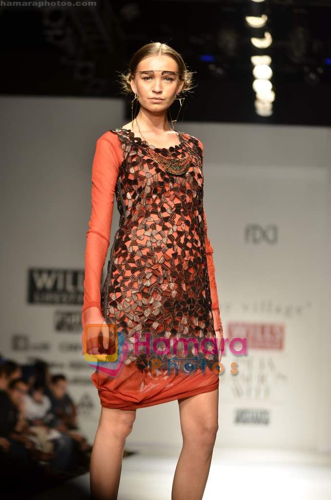 Model walks the ramp for My Village show on Wills Lifestyle India Fashion Week 2011-Day 4 in Delhi on 9th April 2011 